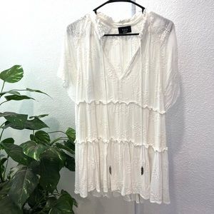 VICI YOLANDA COTTON EYELET TIERED BABYDOLL DRESS